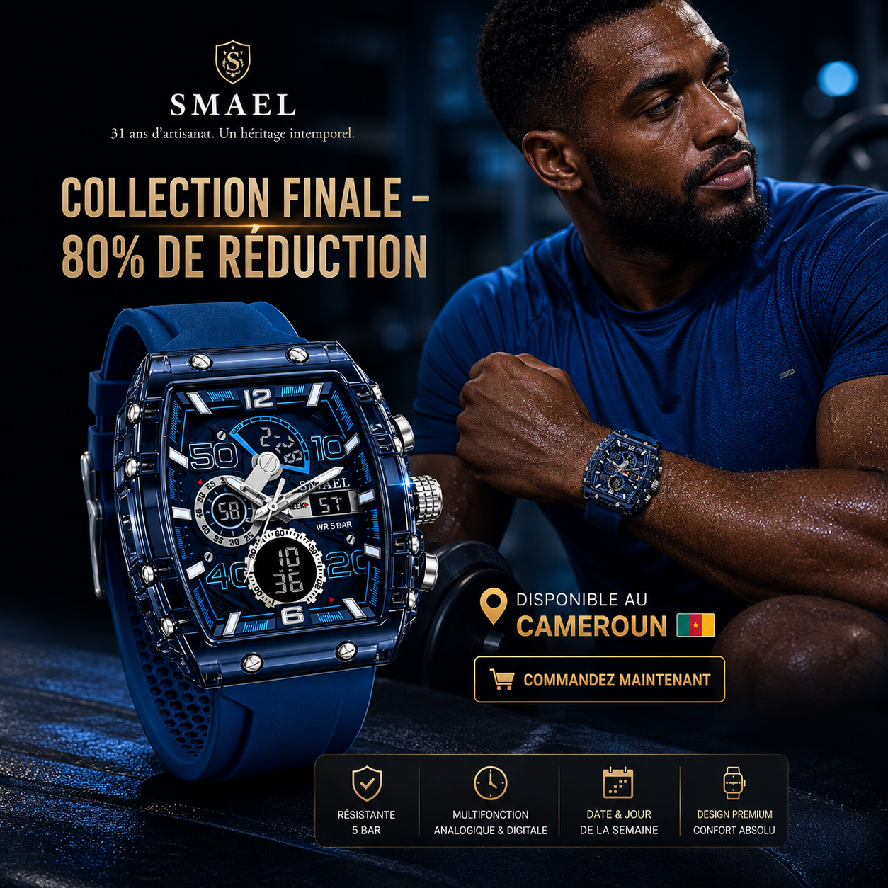Montre Sport Smael (Analogique + Numérique) (Ref MM103)