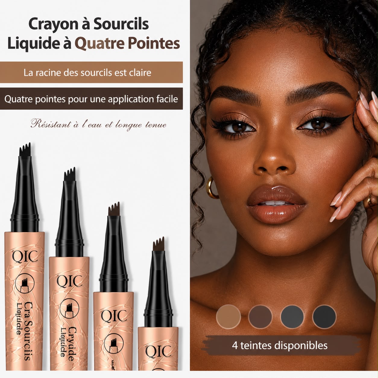 Stylo à Sourcils Effet Microblading 3D à 4 Pointes